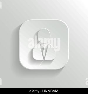 User icon - vector white app button with shadow Stock Vector