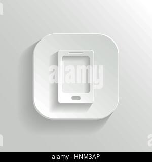 Smartphone icon - vector white app button with shadow Stock Vector