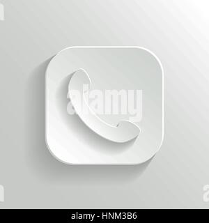Phone icon - vector white app button with shadow Stock Vector