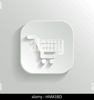 Shopping cart icon - vector white app button with shadow Stock Vector