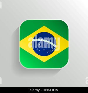 Vector Button - Brazil Flag Icon on White Background Stock Vector