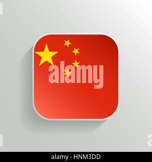 Vector Button - China Flag Icon on White Background Stock Vector