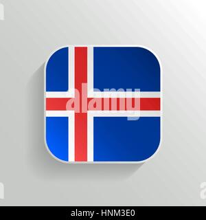 Vector Button - Iceland Flag Icon on White Background Stock Vector