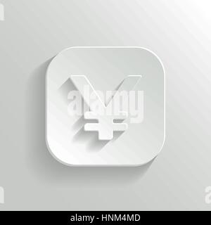 Yen Icon on White Button. Vector Money Symbol. Stock Vector