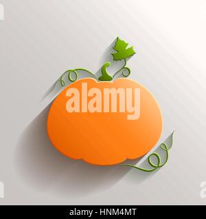 Abstract Pumpkin with Long Shadow over White Background Stock Vector