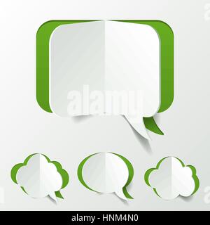 Abstract Green Speech Bubble Set Cut of Paper Stock Vector