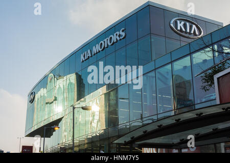 Kia Motors showroom on the Great West Road, Brentford, Middlesex, UK. Stock Photo