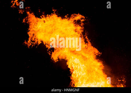 Fire flames on a black background Stock Photo