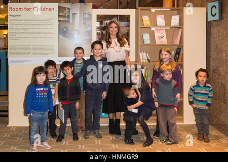 London, UK. 14 February 2017. HRH Princess Madeleine of Sweden opens the Room for Children - a Swedish Library filled with the best-loved children's books from the Nordic countries - at Southbank Centre's Imagine Children's Festival (runs until 19 February 2017). Stock Photo