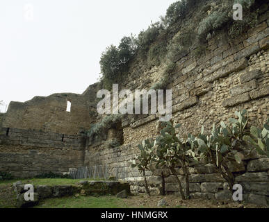 Magna Graecia. Cumae. Greek colony founded in the 8th century BC. View of the walls of the city. Italy. Stock Photo
