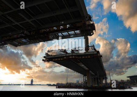 ST. PETERSBURG, RUSSIA - JULY 13, 2016: construction bridge crossing, This toll highway will connect the southwest of city with the Ring Road Stock Photo