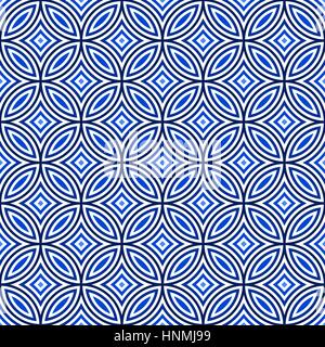 Traditional Japanese pattern of overlapping circles in square layout - seamless editable repeating vector background Stock Vector