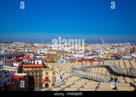 Seville, Spain - November 19,2016: Metropol Parasol is the modern architecture on Plaza de la Encarnacion. Stock Photo