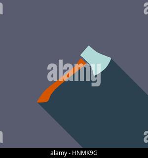 Axe icon. Flat vector related icon with long shadow for web and mobile applications. It can be used as - logo, pictogram, icon, infographic element. V Stock Vector