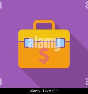 Briefcase icon. Flat vector related icon with long shadow for web and mobile applications. It can be used as - logo, pictogram, icon, infographic elem Stock Vector