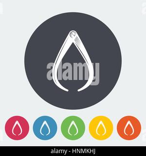 Calipers. Single flat icon on the circle button. Vector illustration. Stock Vector