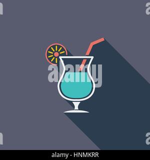 Cocktail icon. Flat vector related icon with long shadow for web and mobile applications. It can be used as - logo, pictogram, icon, infographic eleme Stock Vector