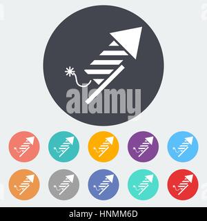 Firework. Single flat icon on the circle. Vector illustration. Stock Vector