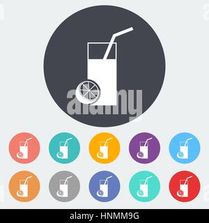 Fruit juice. Single flat icon on the circle. Vector illustration. Stock Vector