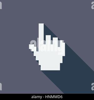 Hand cursor icon. Flat vector related icon with long shadow for web and mobile applications. It can be used as - logo, pictogram, icon, infographic el Stock Vector