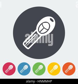Ignition key. Single flat icon on the circle. Vector illustration. Stock Vector