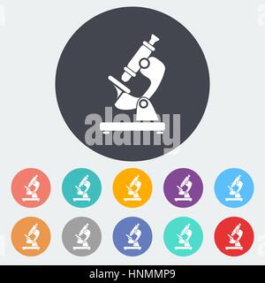Microscope. Single flat icon on the circle. Vector illustration. Stock Vector