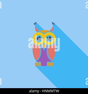 Owl icon. Flat vector related icon with long shadow for web and mobile applications. It can be used as - logo, pictogram, icon, infographic element. V Stock Vector