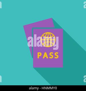 Passport icon. Flat vector related icon with long shadow for web and mobile applications. It can be used as - logo, pictogram, icon, infographic eleme Stock Vector
