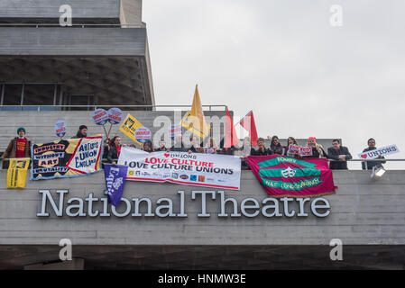 London, UK. 14th February 2017. At the National Theatre on the 'Show Culture Some Love campaign' walking tour of institutions on St Valentine's Day to celebrate London's rich cultural heritage, a part of the 'Heart Unions' week. Credit: Peter Marshall/Alamy Live News Stock Photo