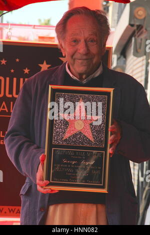 Hollywood, California, USA. 13th Feb, 2017. I15880CHW.George Segal Honored With Star On The Hollywood Walk Of Fame .6433 Hollywood Blvd in Front Of Historic Pacific Theatre, Hollywood, CA.02/14/2017.GEORGE SEGAL . © Clinton H.Wallace/Photomundo International/ Photos Inc Credit: Clinton Wallace/Globe Photos/ZUMA Wire/Alamy Live News Stock Photo