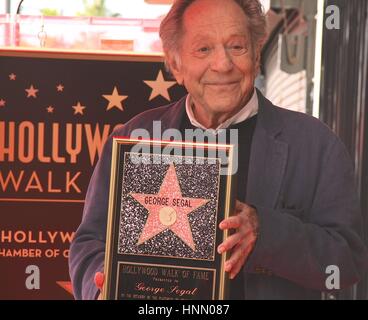 Hollywood, California, USA. 13th Feb, 2017. I15880CHW.George Segal Honored With Star On The Hollywood Walk Of Fame .6433 Hollywood Blvd in Front Of Historic Pacific Theatre, Hollywood, CA.02/14/2017.GEORGE SEGAL . © Clinton H.Wallace/Photomundo International/ Photos Inc Credit: Clinton Wallace/Globe Photos/ZUMA Wire/Alamy Live News Stock Photo