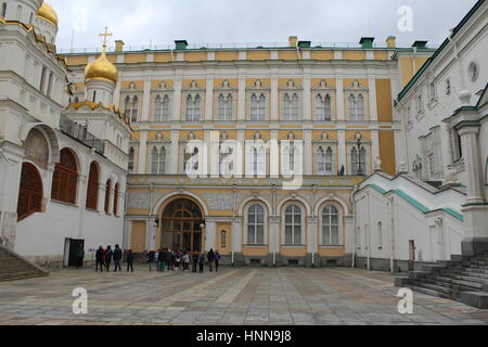 Russian presidental recidence inside Kremlin in Moscow with one of the churches. Stock Photo