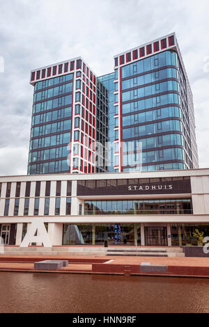 ALMELO, NETHERLANDS - JUNE 20, 2015: Modern architecture town hall in Almelo on June 20 2015, Almelo is  small city in the eastern part of the netherl Stock Photo