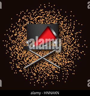 director chair and megaphone icon over golden dots and black background. colorful design. vector illustration Stock Vector