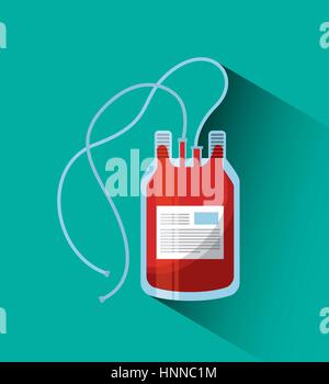 blood bag icon over turquoise background. donate blood concept. colorful design. vector illustration Stock Vector