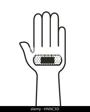 hand with band aid icon over white background. vector illustration Stock Vector