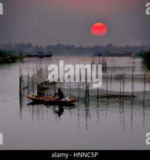 Village fishing boats in Jiangsu Province, China Stock Photo