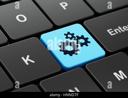 Web design concept: Gears on computer keyboard background Stock Photo ...