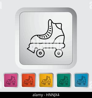 Roller skate thin line flat vector related icon set for web and mobile applications. It can be used as - pictogram, icon, infographic element. Vector  Stock Vector