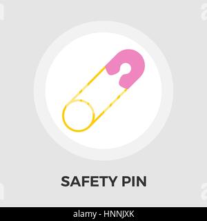 Safety pin icon vector. Flat icon isolated on the white background. Editable EPS file. Vector illustration. Stock Vector