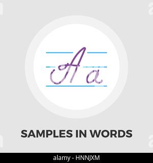 Samples in words icon vector. Flat icon isolated on the white background. Editable EPS file. Vector illustration. Stock Vector