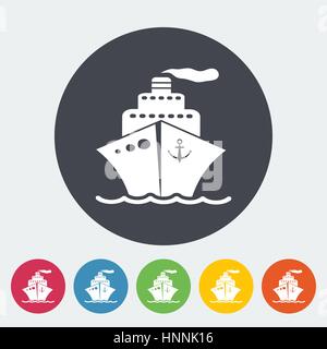 Ship. Single flat icon on the circle. Vector illustration. Stock Vector