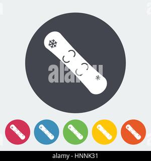 Snowboard. Single flat icon on the circle. Vector illustration. Stock Vector