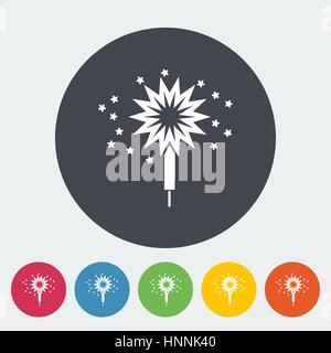 Sparkler. Single flat icon on the circle. Vector illustration. Stock Vector