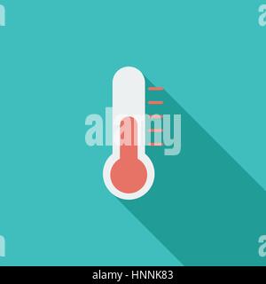 Thermometer icon. Flat vector related icon with long shadow for web and mobile applications. It can be used as - logo, pictogram, icon, infographic el Stock Vector