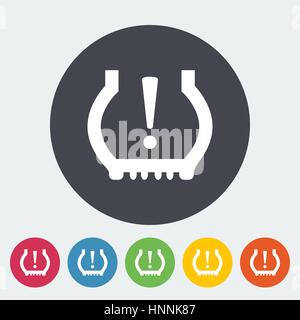 Tire Pressure. Single flat icon on the button. Vector illustration. Stock Vector