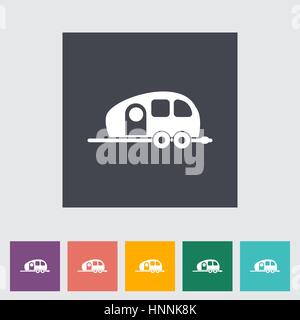 Trailer. Single flat icon. Vector illustration. Stock Vector