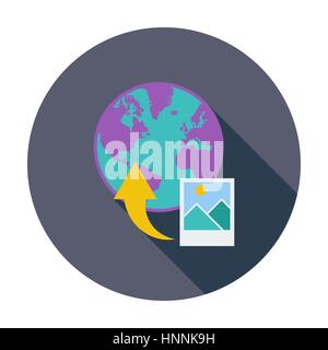 Upload photo. Single flat color icon. Vector illustration. Stock Vector