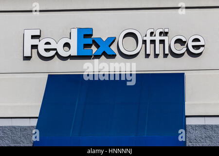 Indianapolis - Circa February 2017: Local FedEx Office Location. FedEx Office offers retail Ground and Express shipping as well as printing and copyin Stock Photo