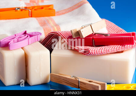 soap, clothes and laundry Stock Photo